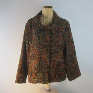 Habitat Women Large LS  Multi-Color Paisley Tapestry Blazer Jacket Pockets